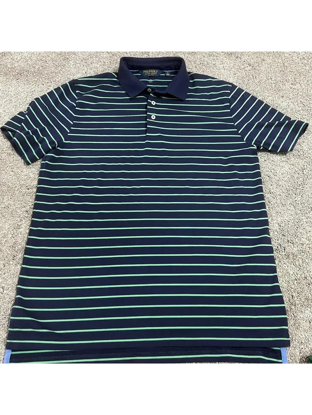 Polo Ralph Lauren Men's Golf Navy & Green Stripped Polo size Medium